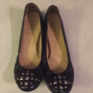 JCrew leather ballet flats with stud detail